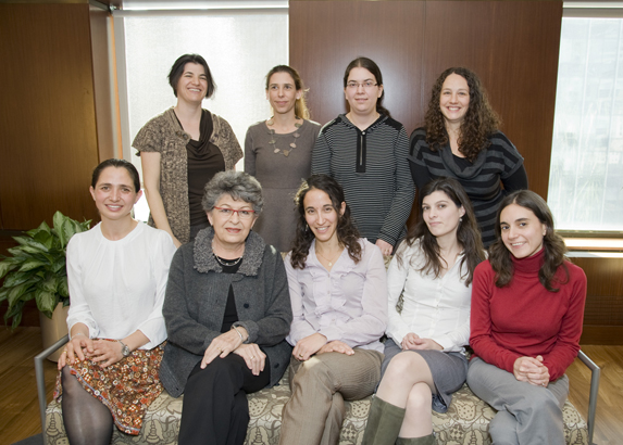 Standing, L-R: Dr. Noa Coren (Weinberg), Dr. Yael Artzy-Randrup, Dr. Maytal Toroker, Dr. Hilla Weidberg. Sitting, L-R: Dr. Naama Geva-Zatorsky, Prof. Varda Rotter, Dr. Ruth Scherz-Shouval, Dr. Rina Rosenzweig, Dr. Shlomit Greenberg.