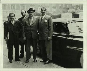 Dewey Stone (left) with Chaim Weizmann (center, with hat), head of the World Zionist Organization and later the first president of Israel. 